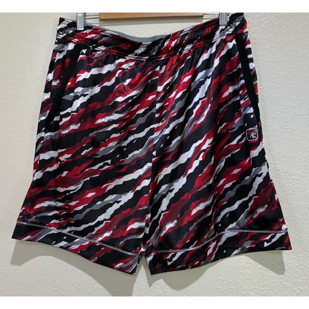 AND1 Mens Basketball Shorts Red Black White Tiger Camo Mesh XL ANM241SH06